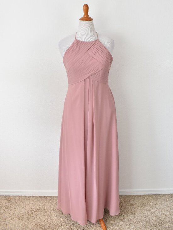 Azazie Dresses & Skirts - Azazie DUSTY ROSE Ginger A-Line Halter Pleated Chiffon Dress - 12
